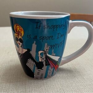 Blue and White Tapered Mug